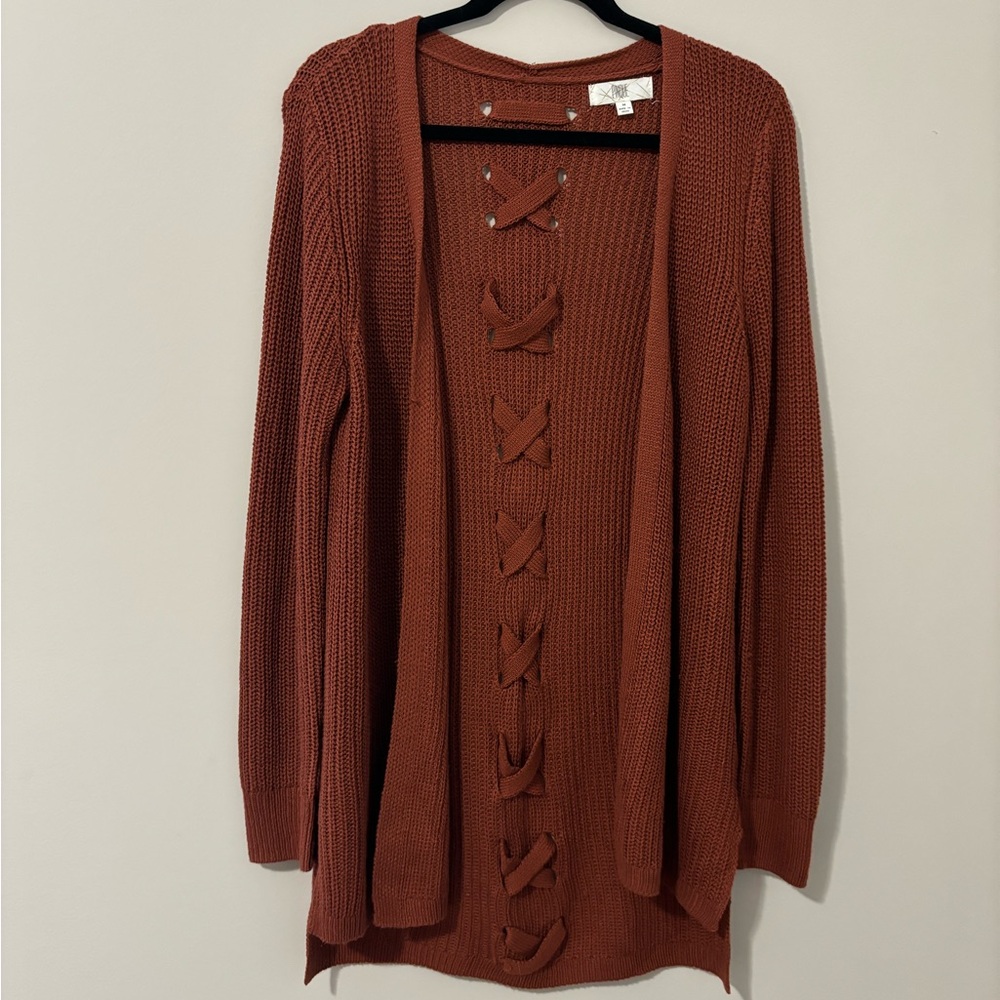 Crochet cardigan with cross back